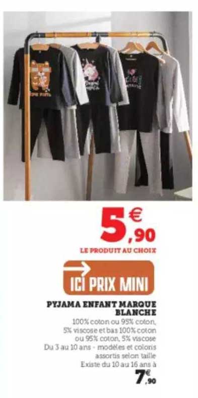 Pyjama Enfant Marque Blanche