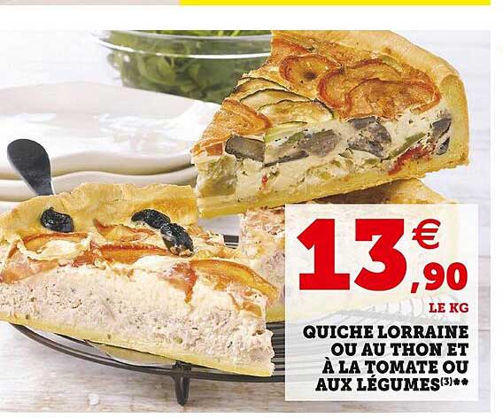 Quiche Lorraine Ou Au Thon Et à La Tomate Ou Aux Légumes