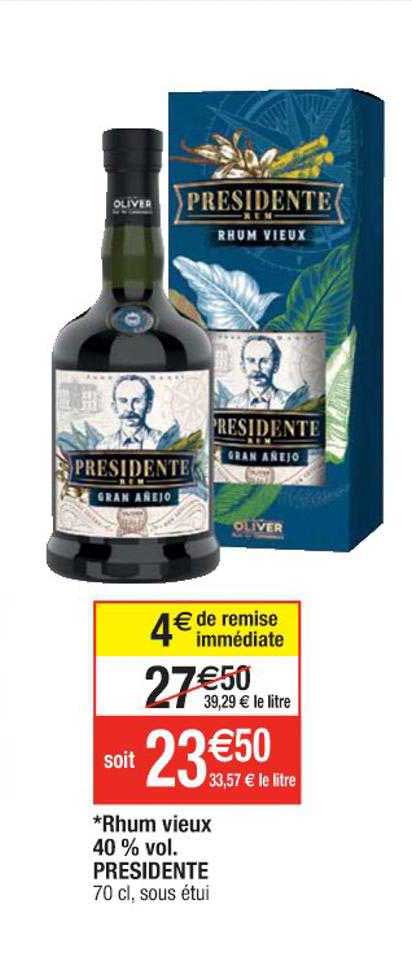 rhum vieux 40% vol. presidente