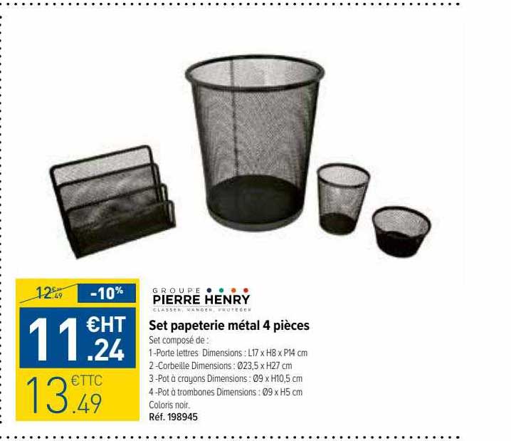 set papeterie métal 4 pièces groupe pierre henry