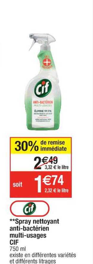 spray nettoyant anti-bactérien multi-usages cif