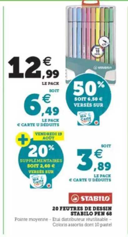 stabilo 20 feutres de dessin pen 68