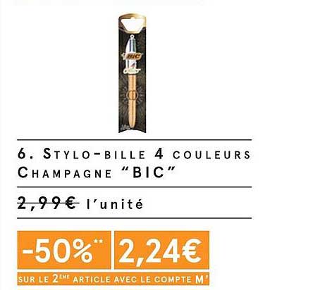 Stylo-bille 4 Couleurs Champagne Bic