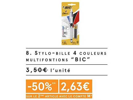 Stylo-bille 4 Couleurs Multifonctions Bic
