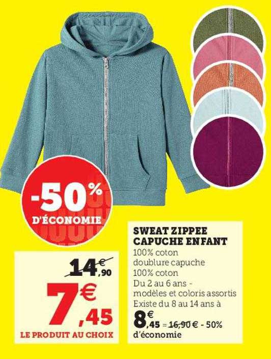 sweat zippée capuche enfant