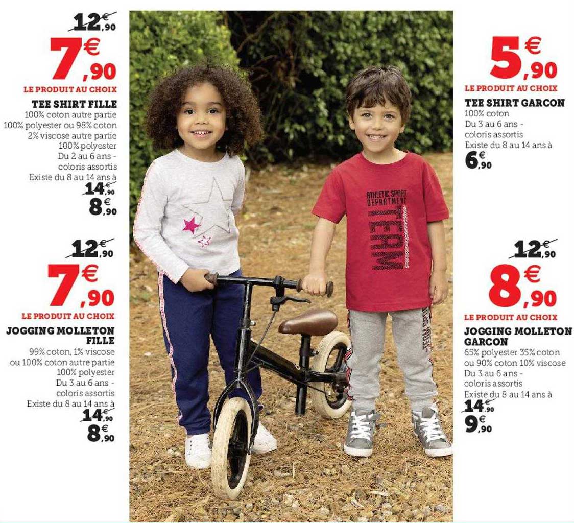 tee-shirt fille, jogging molleton fille, tee-shirt garçon, jogging molleton garçon