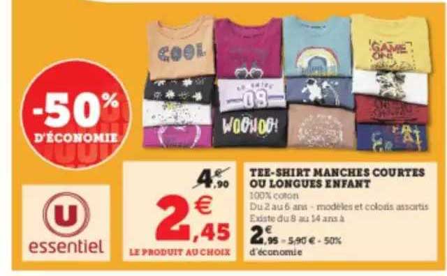 tee-shirt manches courtes ou longues enfant