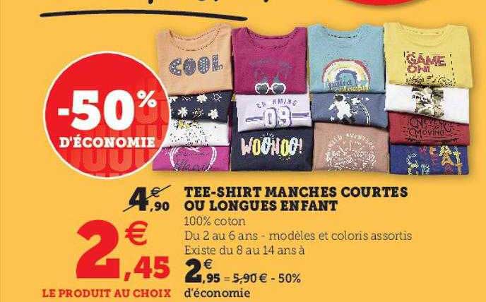 tee-shirt manches courtes ou longues enfant