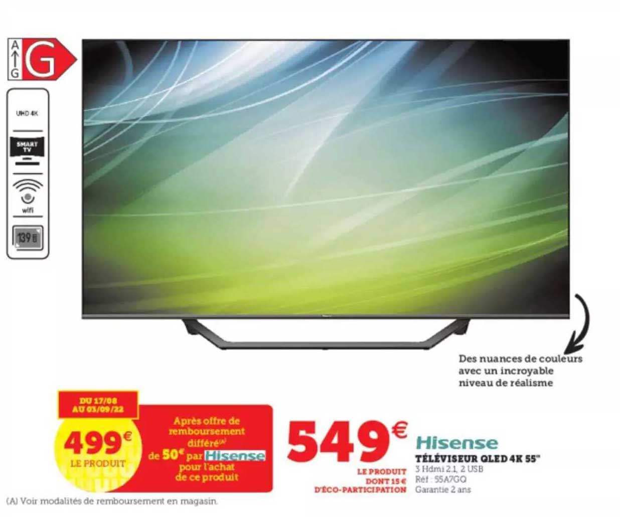 téléviseur cled 4k 55"