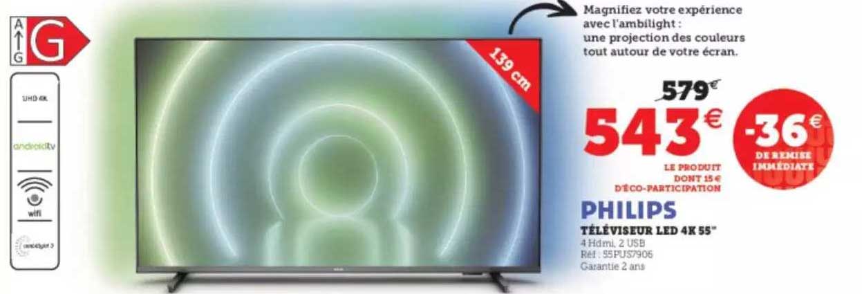 Téléviseur Led 4k 55" Philips