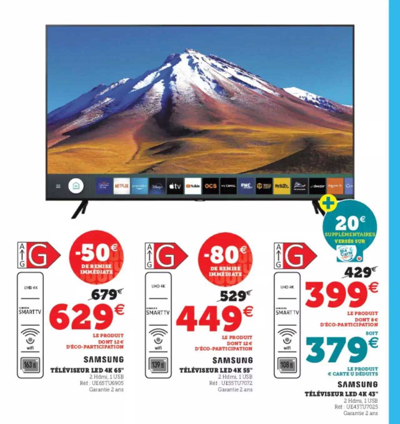 Téléviseur Led 4k 65",téléviseur Led 4k 55", Téleviseur Led 4k 43" Samsung