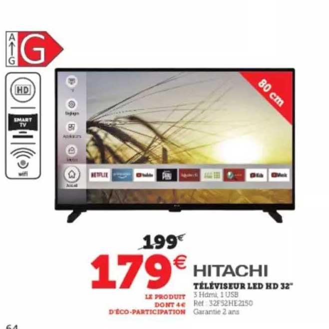 Téléviseur Led Hd 32" Hitachi