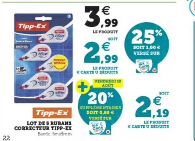 tipp-ex lot de 5 rubans correcteur