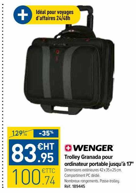 trolley granada pour ordinateur portable jusqu'à 17" wenger