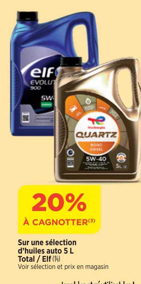 sélection d'huiles auto 5l total/elf