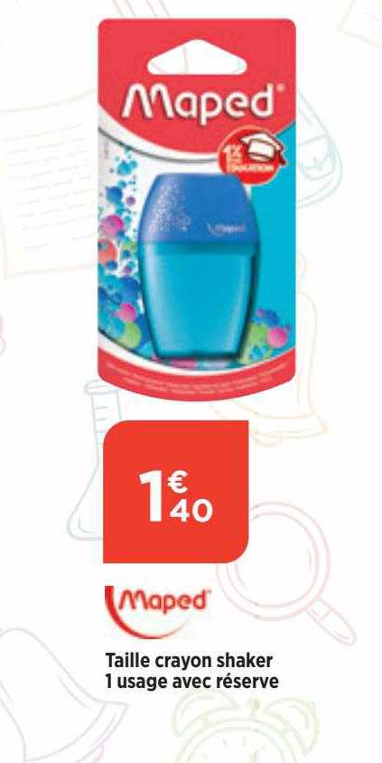 taille crayon shaker 1 usage avec réserve maped