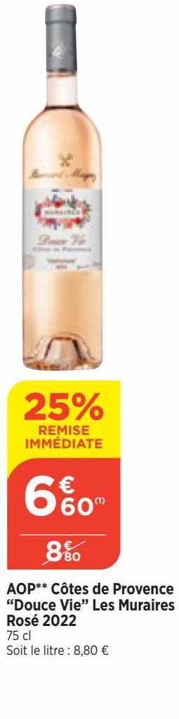 aop côtes de provence "douce vie" les muraires rosé 2022