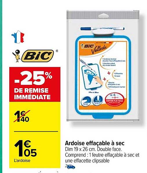 Ardoise Effaçable à Sec Bic
