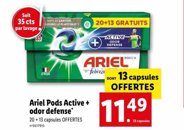 ariel pods active+ odor défense