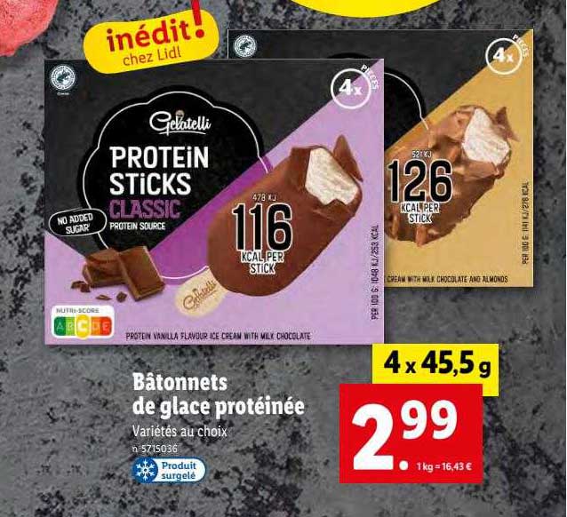 Bâtonnets De Glace Protéinée Gelatelli