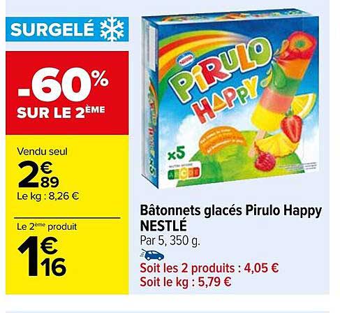 Bâtonnets Glacés Pirulo Happy Nestlé