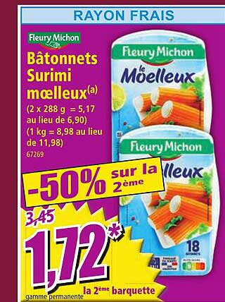 bâtonnets surimi moelleux fleury michon