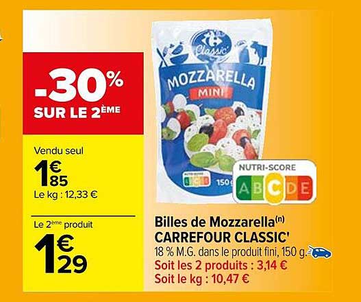 Billes De Mozzarella Carrefour Classic'