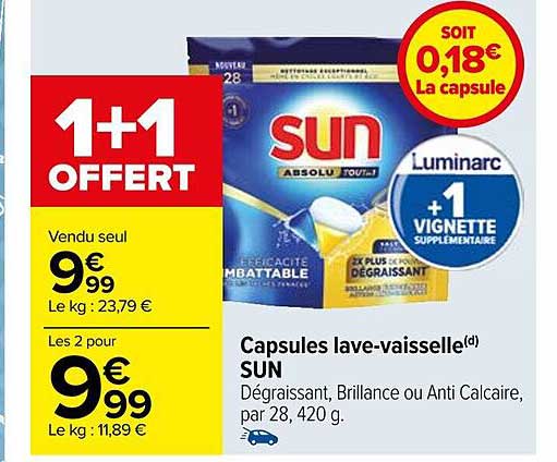 capsules lave-vaisselle sun