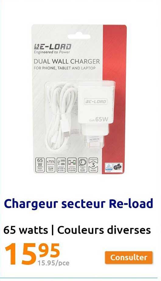 chargeur secteur re-load