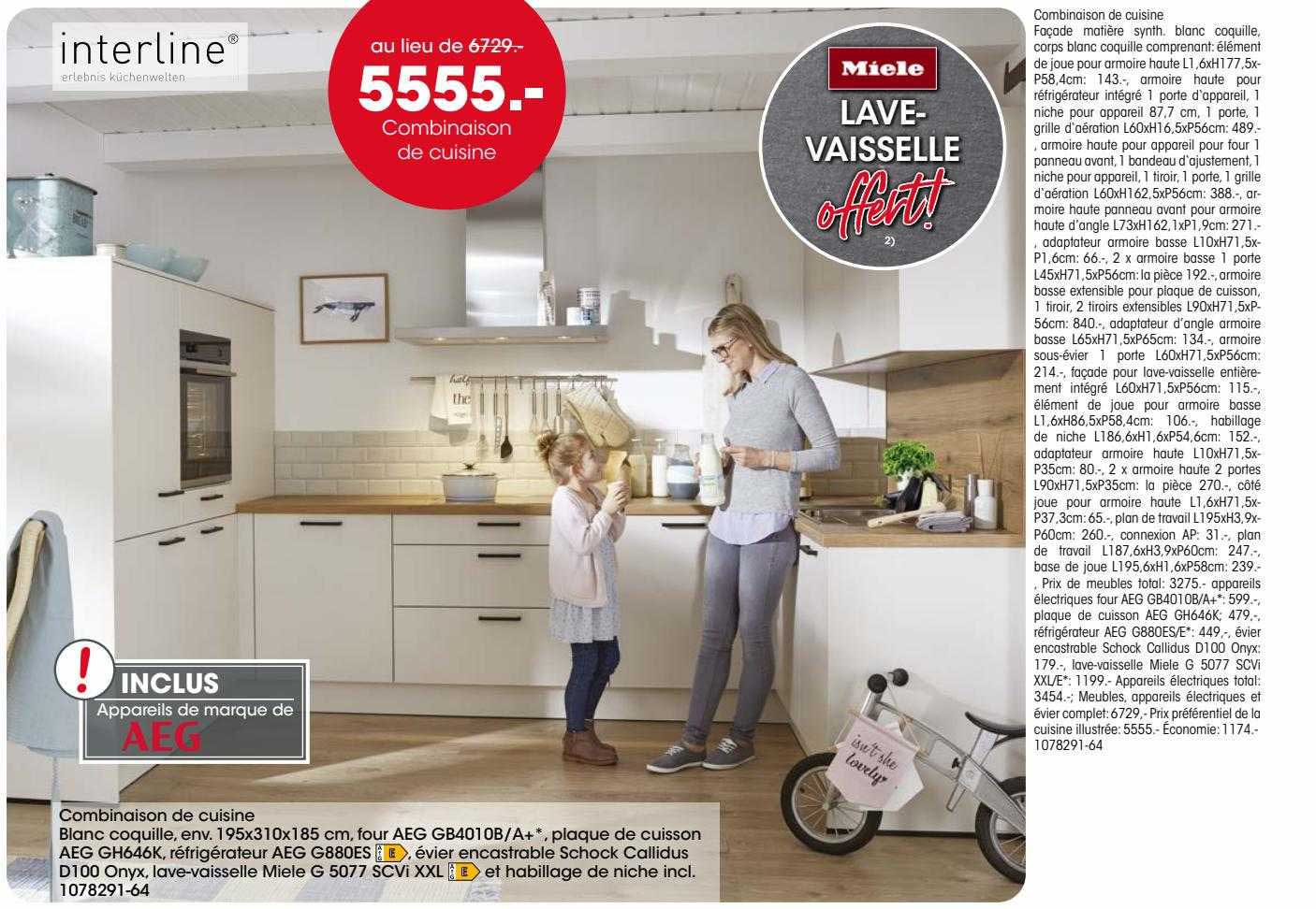 combinaison de cuisine, lave-vaisselle miele offert
