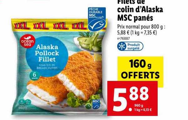 Filets De Colin D'alaska Msc Panés Océan Sea
