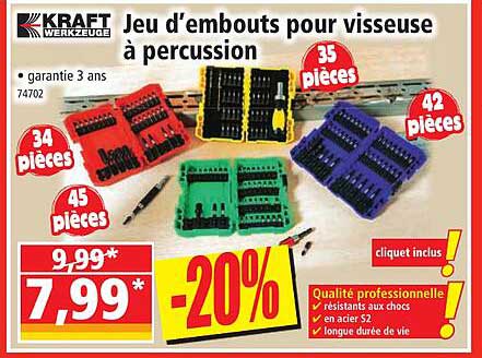 jeu d'embouts pour visseuse à percussion kraft werkzeuge