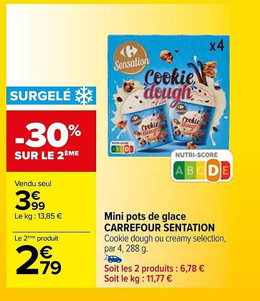mini pots de glace carrefour sensation