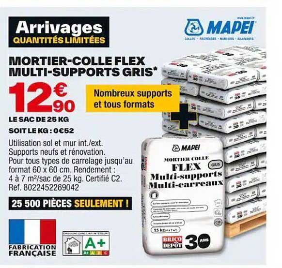 mortier-colle flex multi-supports gris