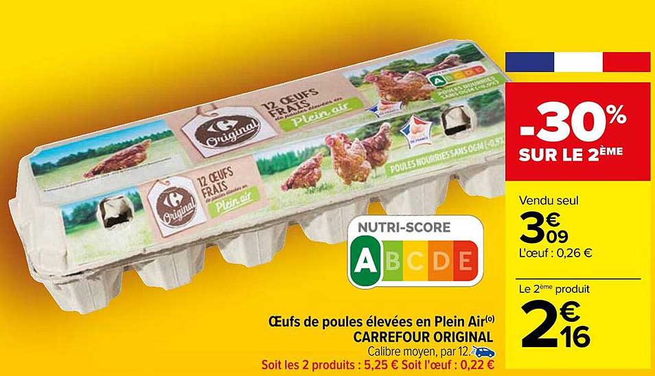 œufs de poules élevées en plein air carrefour original