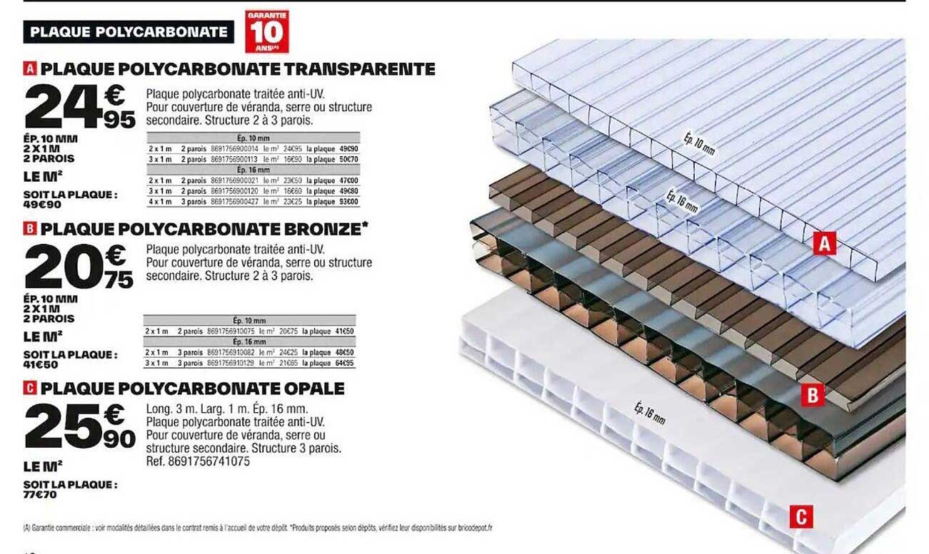 Plaque Polycarbonate Transparente, Plaque Polycarbonate Bronze, Plaque Polycarbonate Opale
