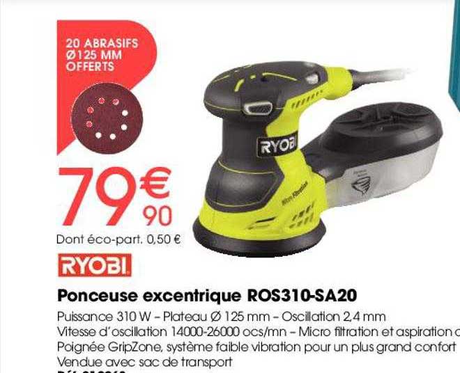ponceuse excentrique ros310-sa20 ryobi