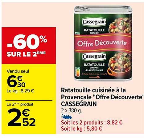 Ratatouille Cuisinée à La Provençale "offre Découverte" Cassegrain