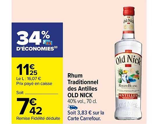 rhum traditionnel des antilles old nick