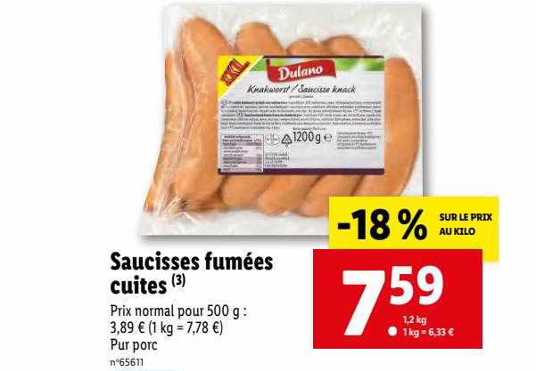Saucisses Fumées Cuites Dulano