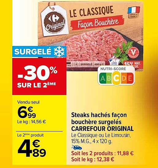 steaks hachés façon bouchère surgelés carrefour original