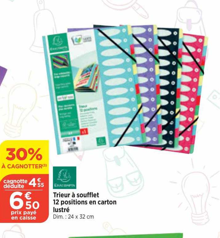 trieur à soufflet 12 positions en carton lustré exacompta