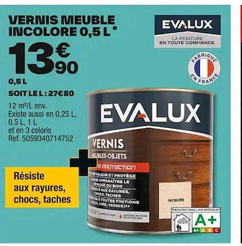 vernis meuble incolore 0,5l evalux