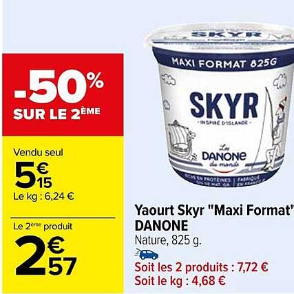 yaourt skyr "maxi format" danone