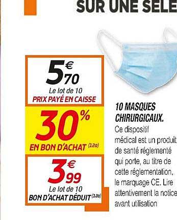 10 masques chirurgicaux