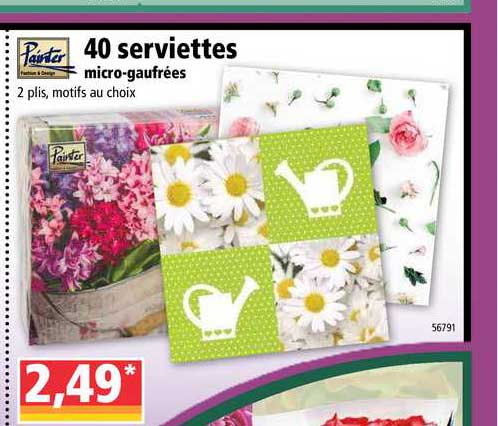 40 serviettes micro gaufrées painter