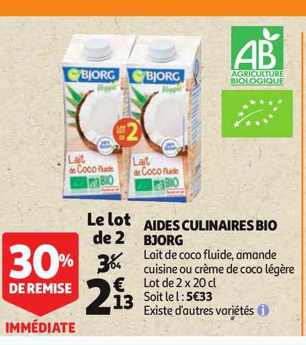 aides culinaires bio bjorg 30% de remise immédiate