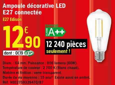 ampoule décorative led e27 connectée