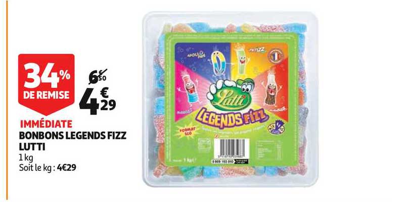 bonbons legends fizz lutti 34% de remise immédiate