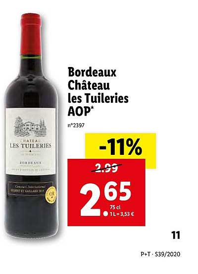 bordeaux château les tuilerie aop -11%